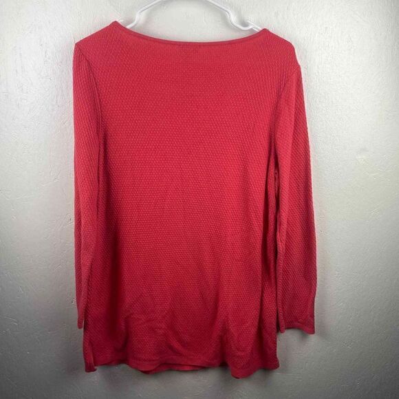 J. Jill Coral Oversized Tunic Style Knit Sweater Sz M Cotton Viscose Rayon Nylon - Picture 9 of 10